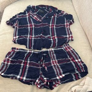 Rails Navy and Red Plaid Pajama Set